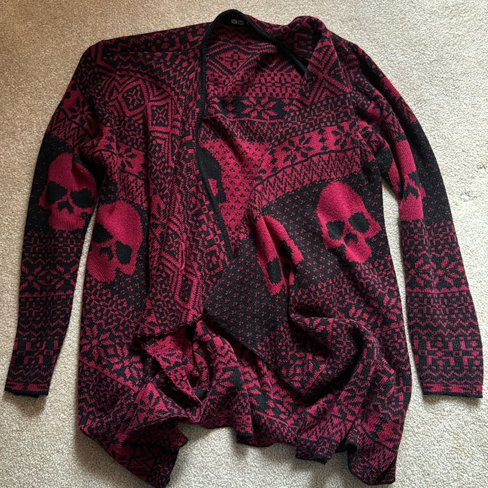 Skull cardigan sweater medium